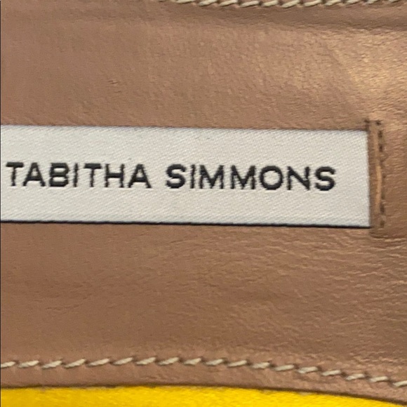 Tabitha Simmons yellow rainbow platform slides. - Picture 4 of 4